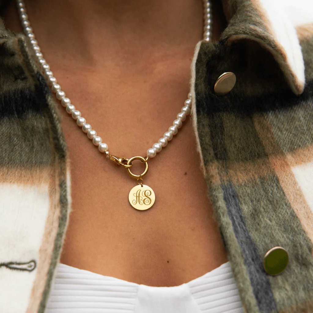 Brigette Pearl Disc Necklace - Image 4