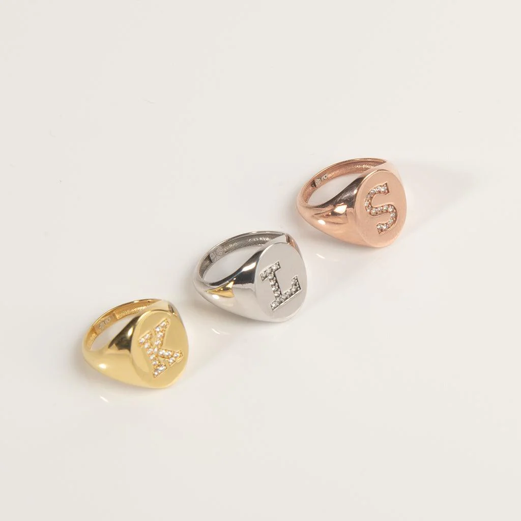 Crystal Signet Initial Ring - Image 2