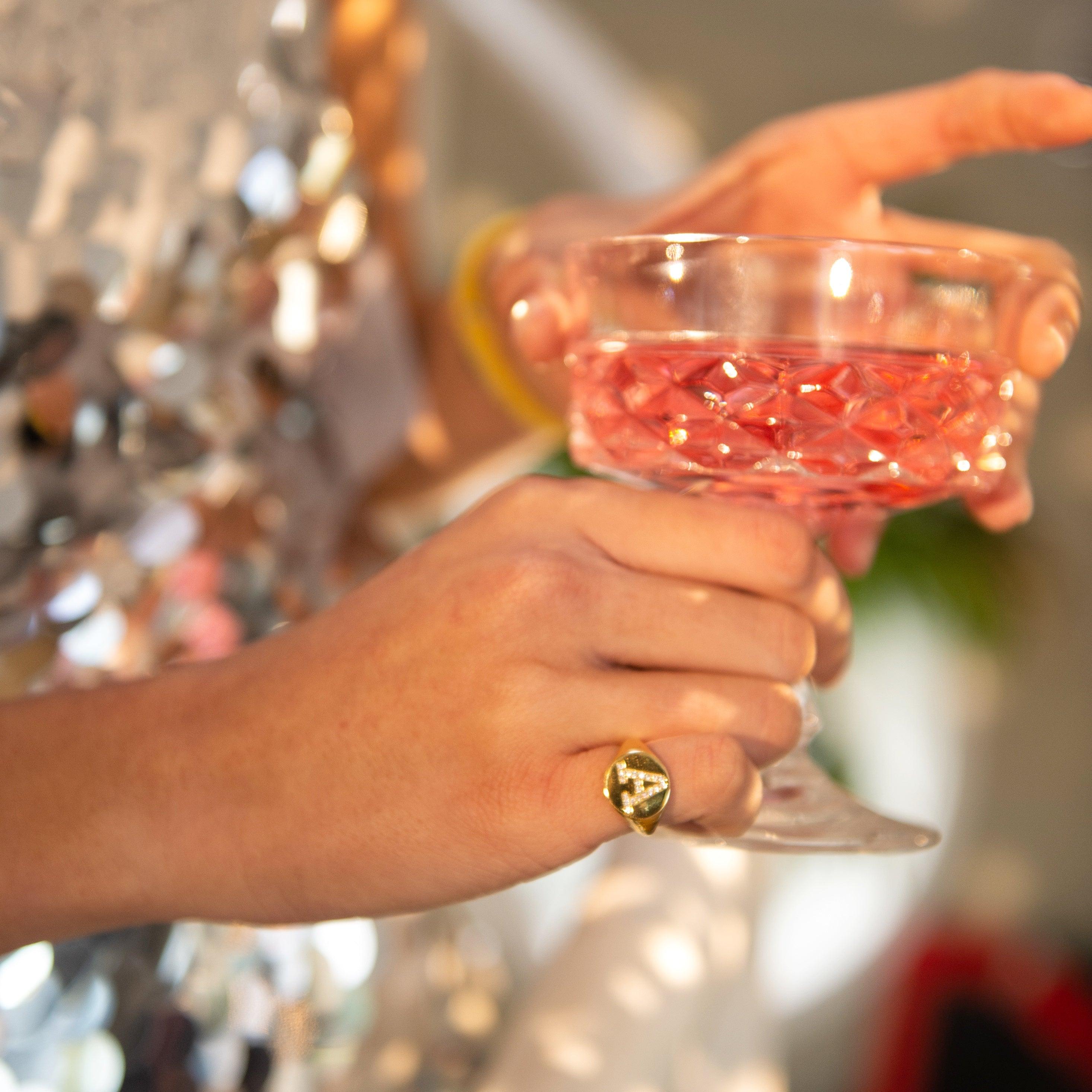 Crystal Signet Initial Ring - Image 5