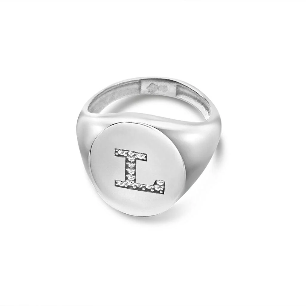 Crystal Signet Initial Ring - Image 8