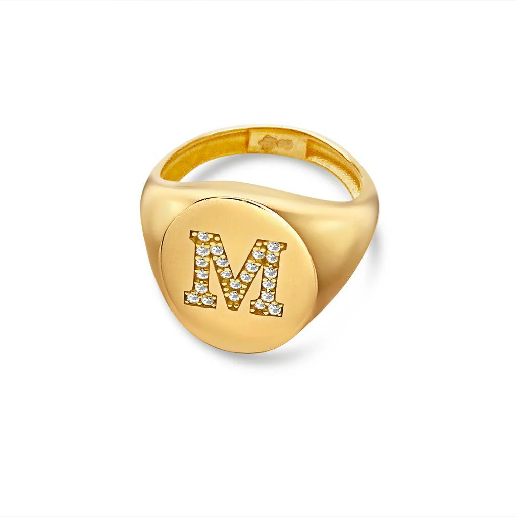 Diamond Signet Initial Ring - Image 10