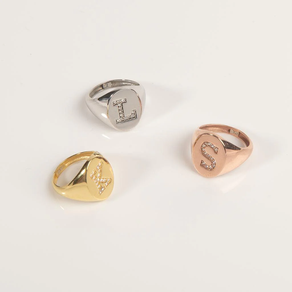Diamond Signet Initial Ring - Image 7