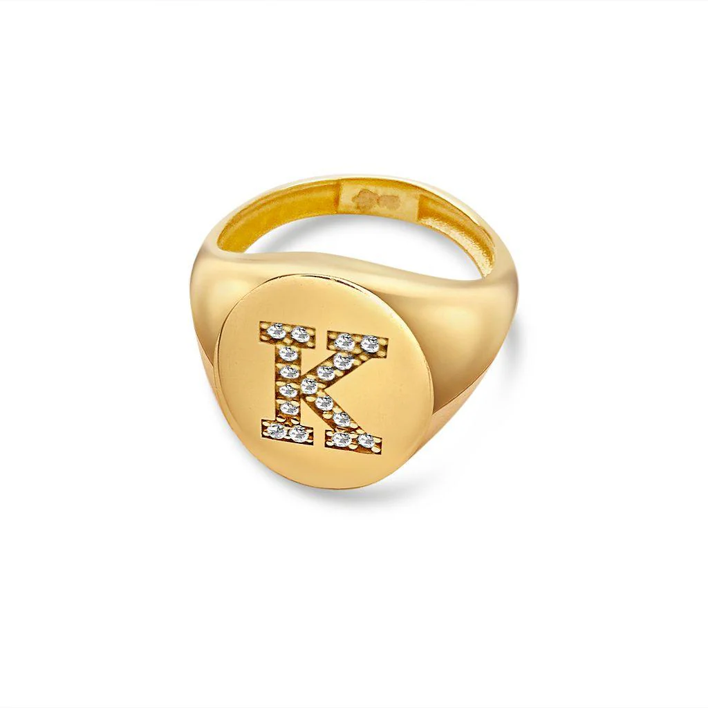 Diamond Signet Initial Ring - Image 8