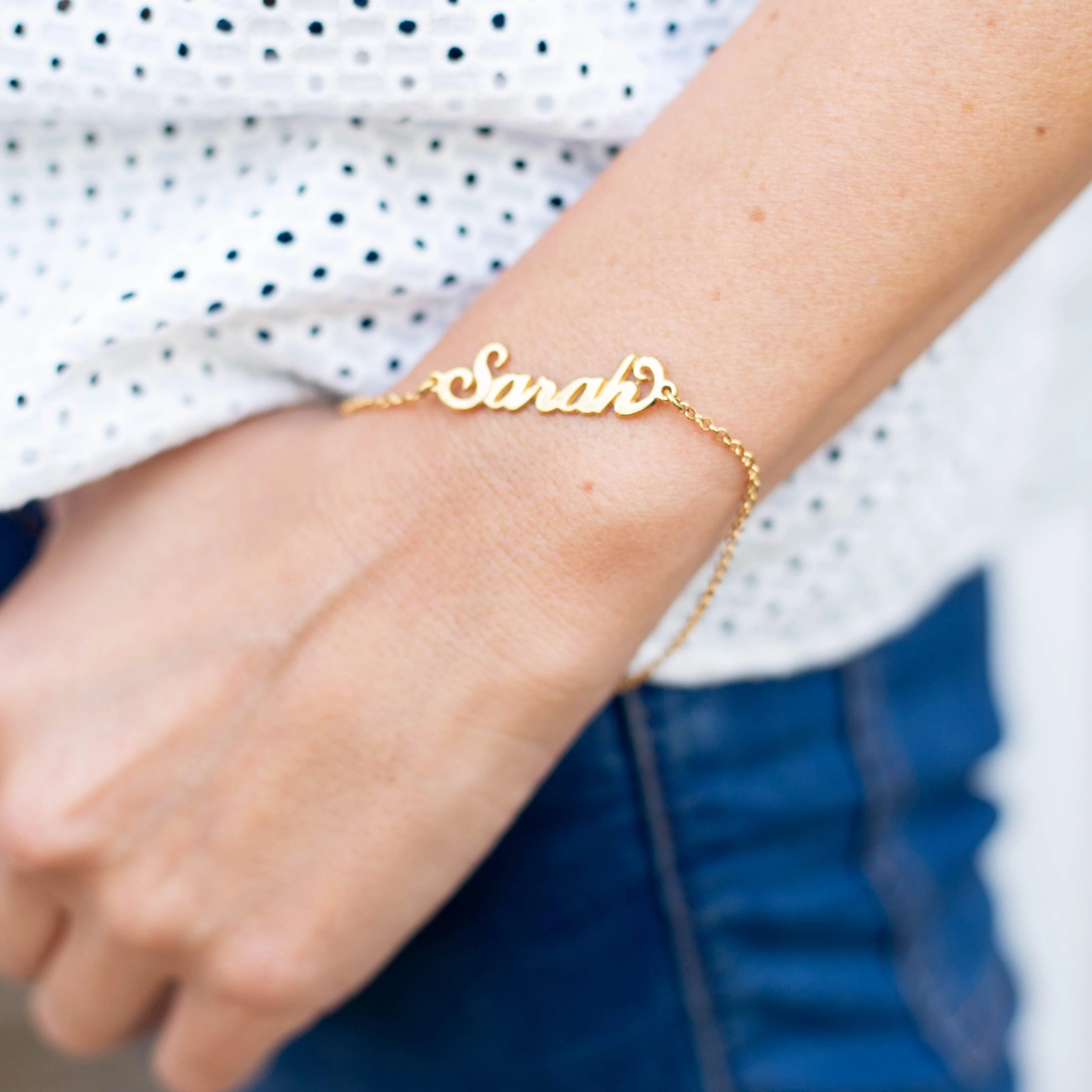 Solid Gold Name Bracelet - Image 7