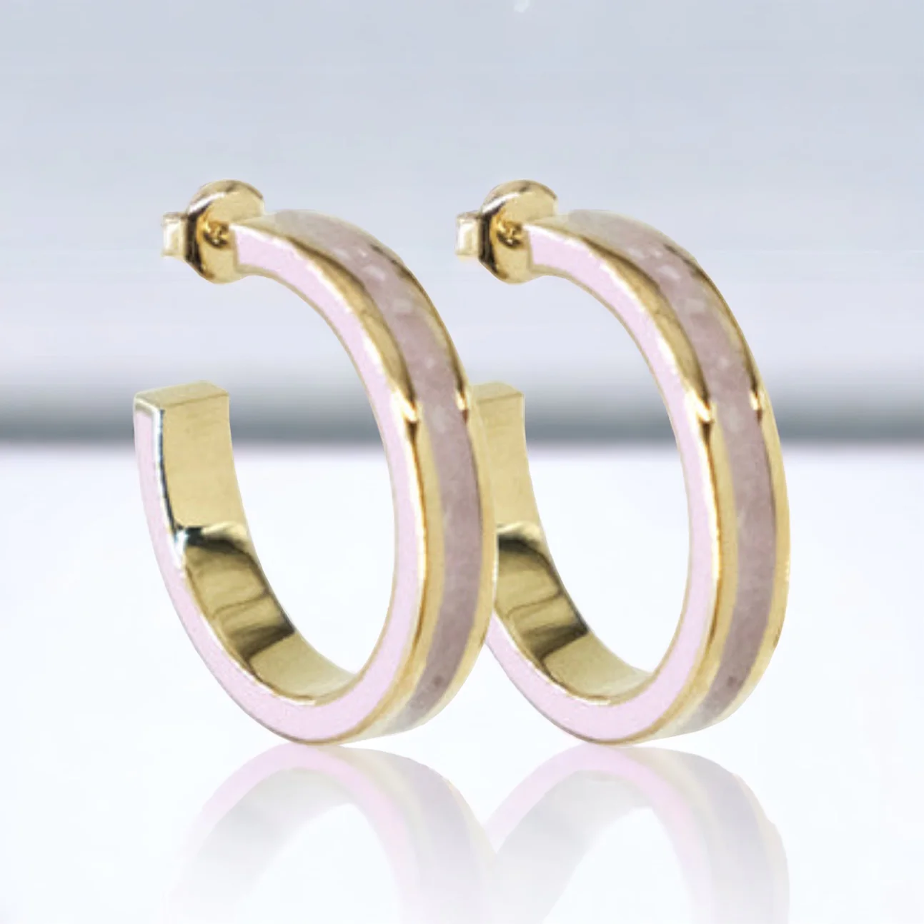 Gemstone Enamel Hoop Earrings - Image 2