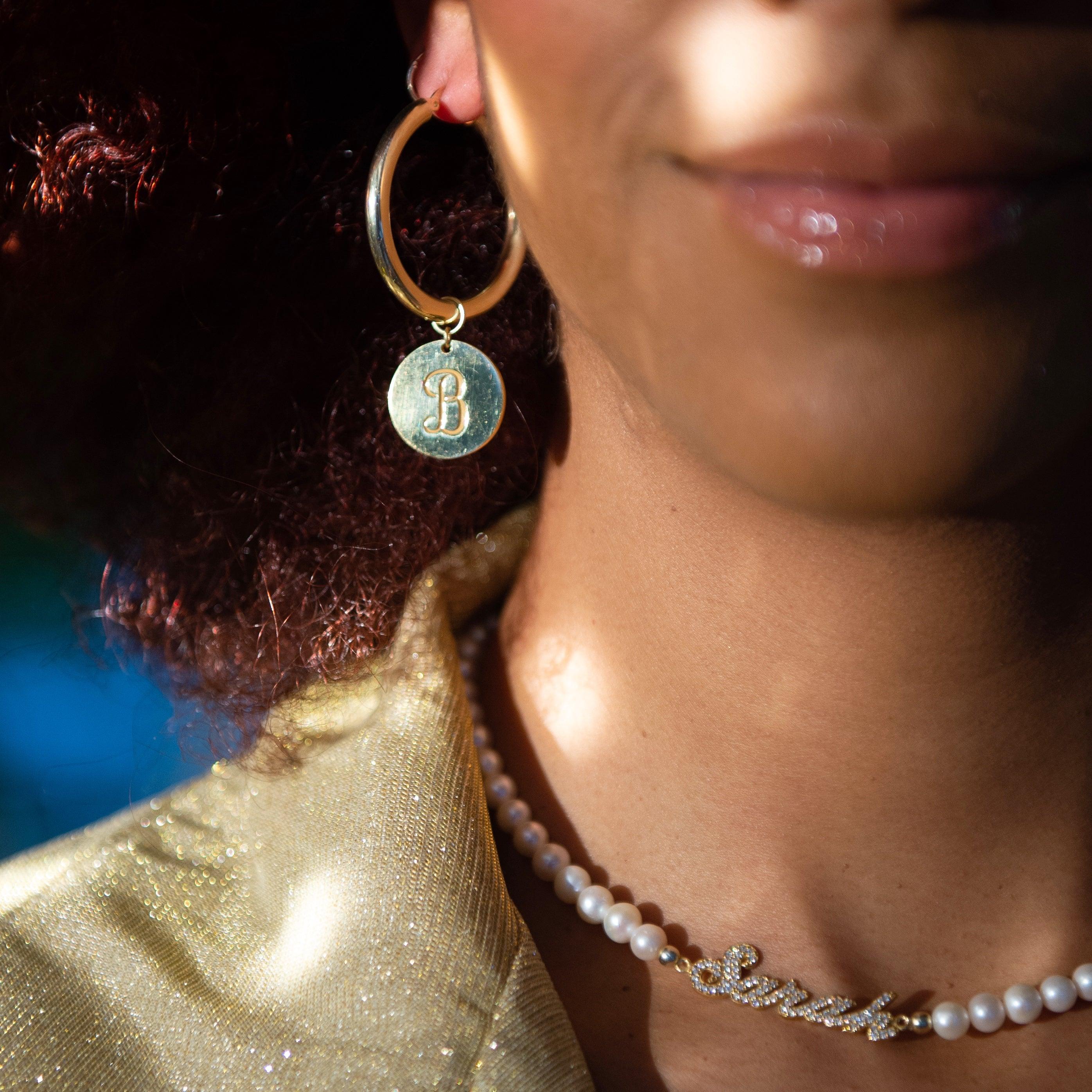 Angelina Initial Disc Hoops - Image 5