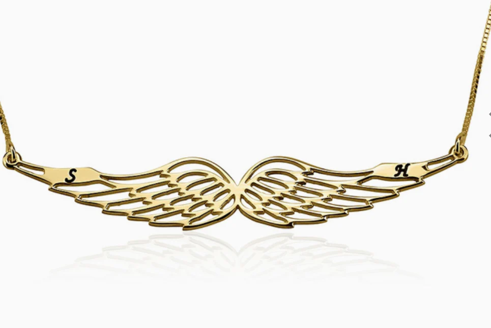 Letter Angel Wing Necklace