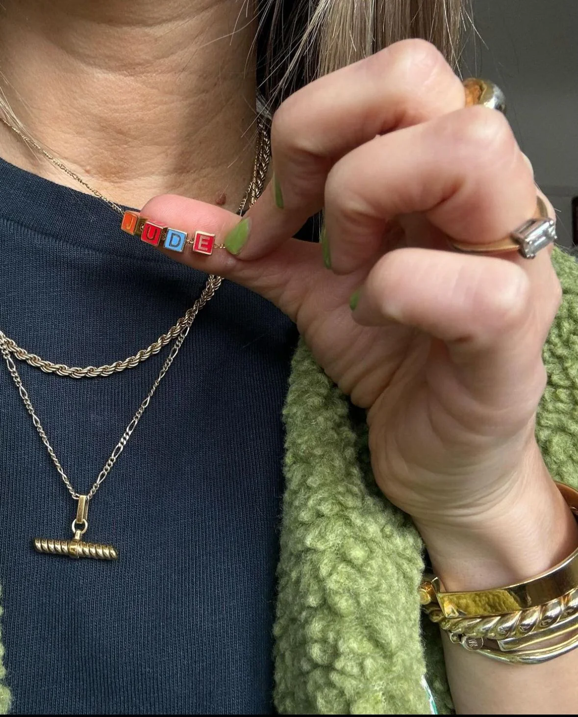 Multi Coloured Enamel Cube Necklace - Image 5