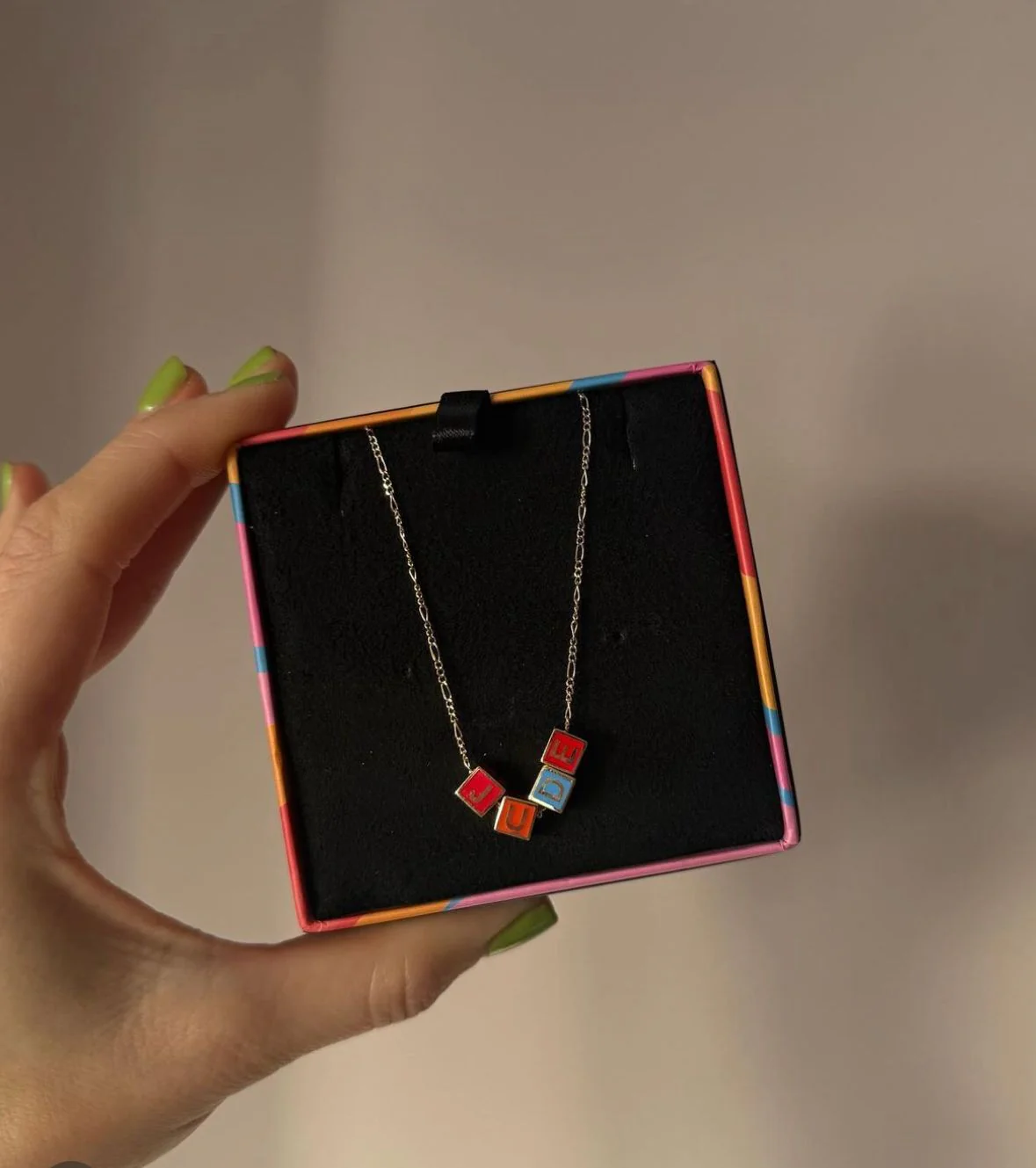 Multi Coloured Enamel Cube Necklace - Image 6