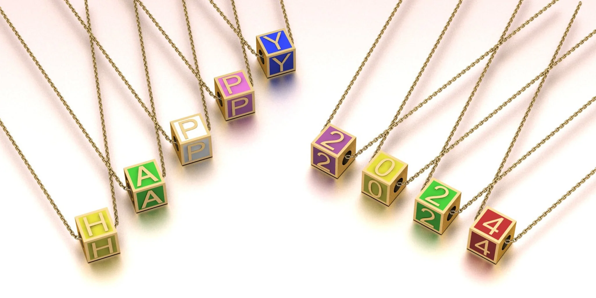 Multi Coloured Enamel Cube Necklace - Image 7