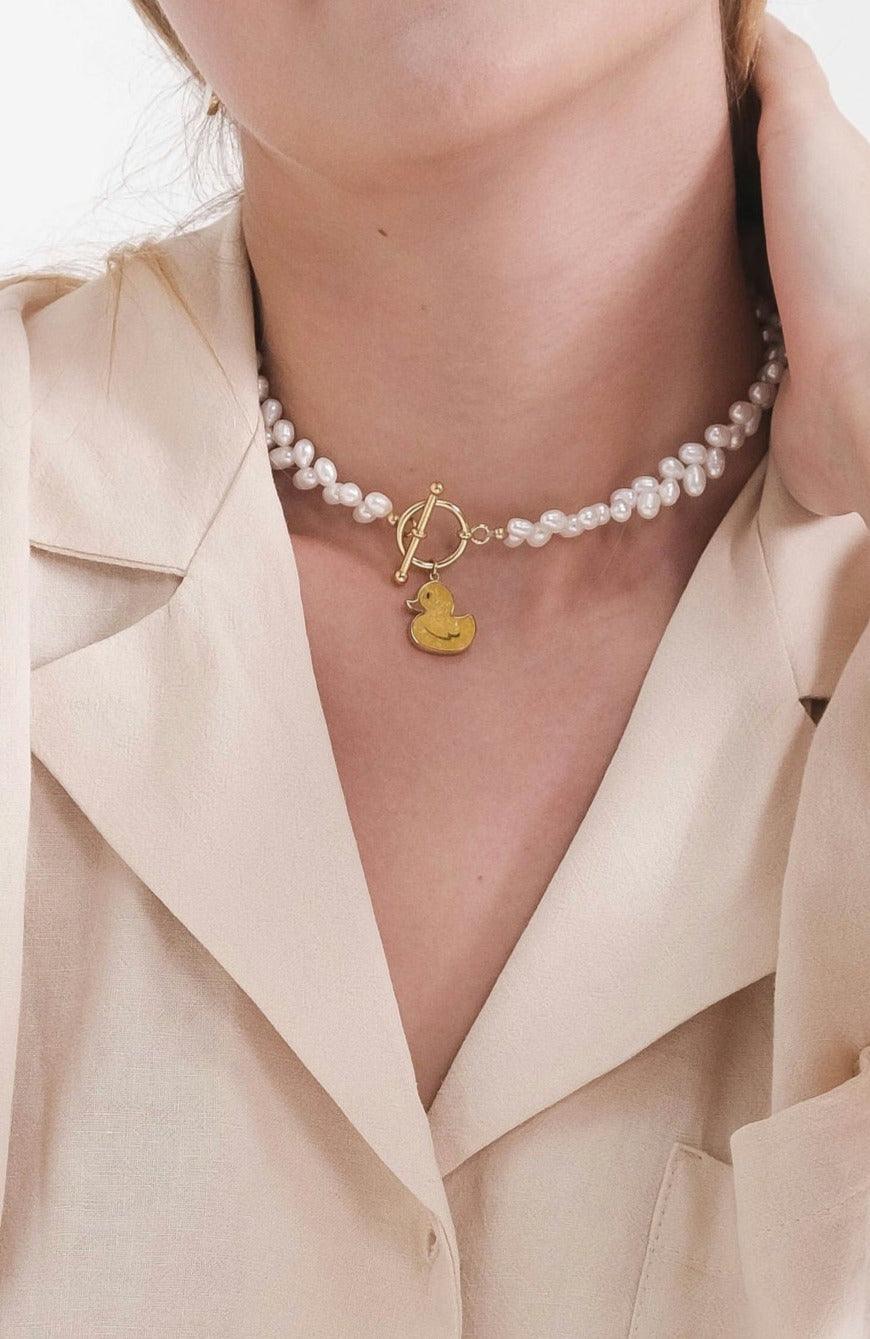 Pearl Gemstone Duck Necklace - Image 2