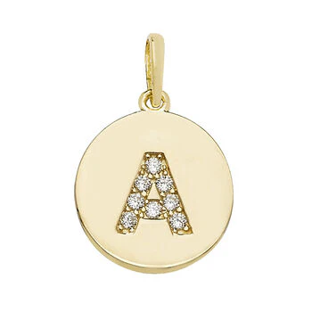Round Cz Initial Pendant