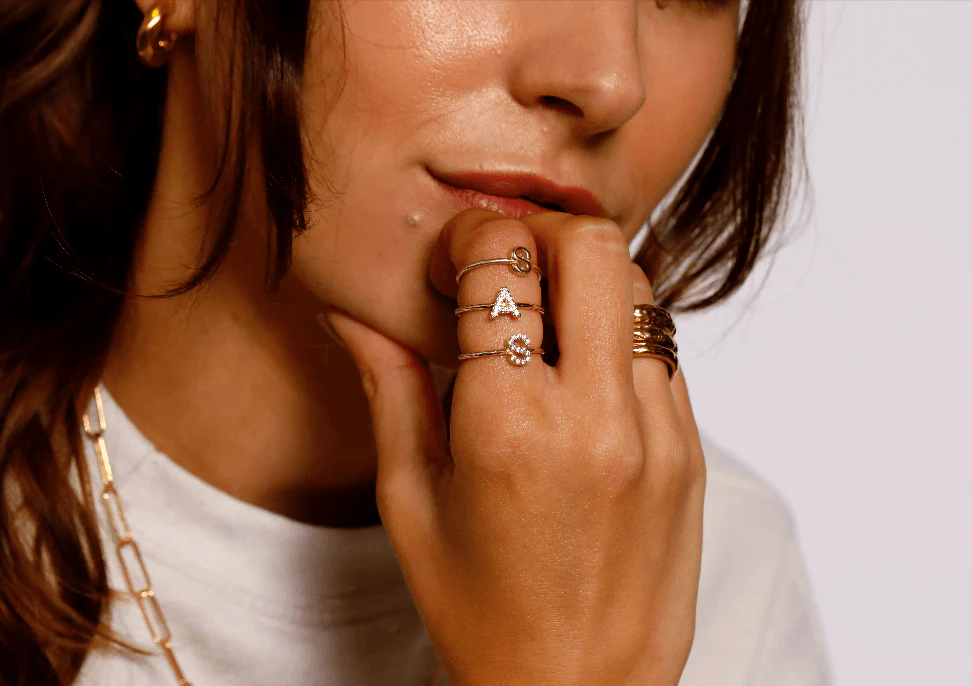 Solid Gold Amara Initial Ring - Image 3