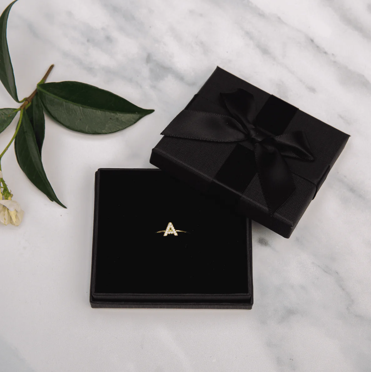 Solid Gold Amara Initial Ring - Image 4