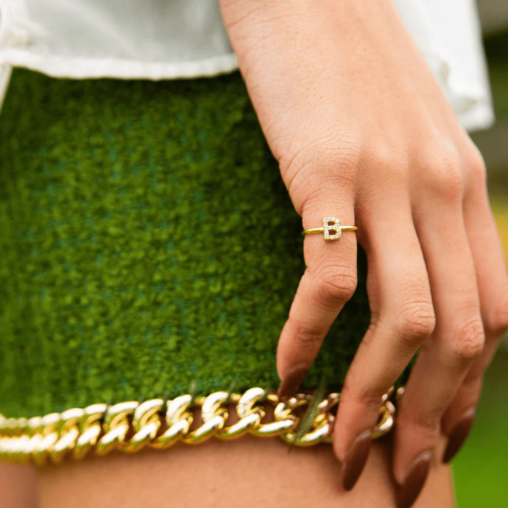 Solid Gold Amara Initial Ring - Image 5