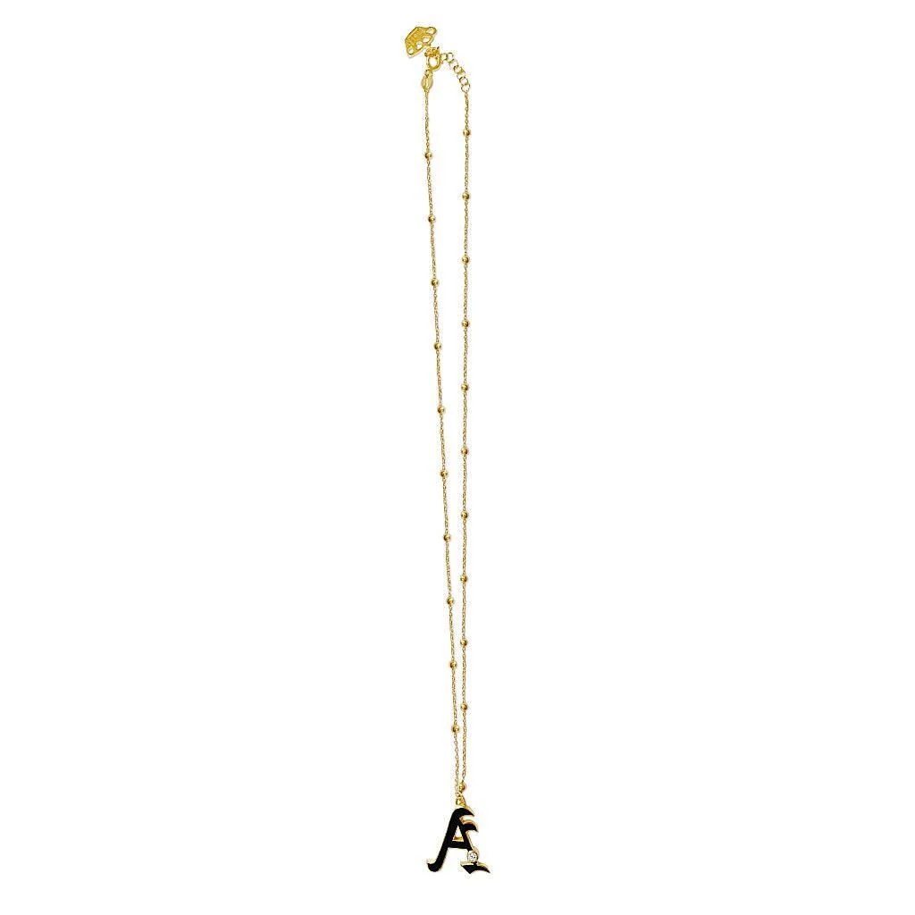 Solid Gold Dora Enamel Initial Necklace - Image 6