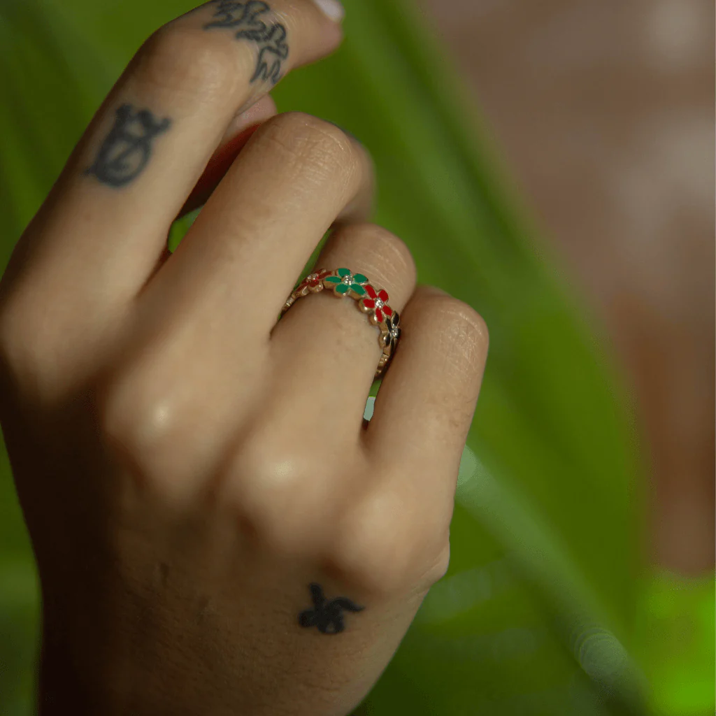 Solid Gold Enamel Intuition Ring - Image 2