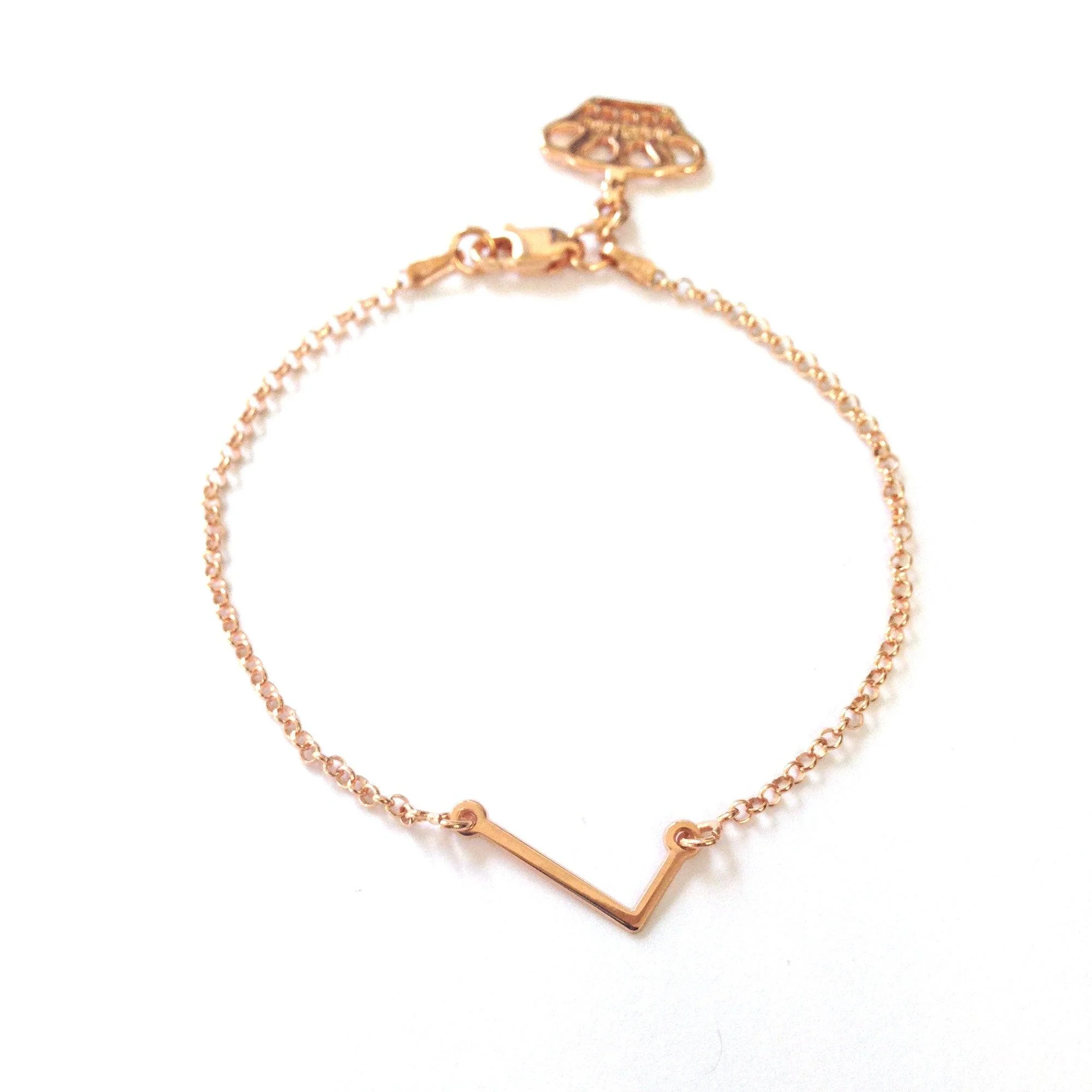 Solid Gold Initial Sideway Bracelet - Image 6
