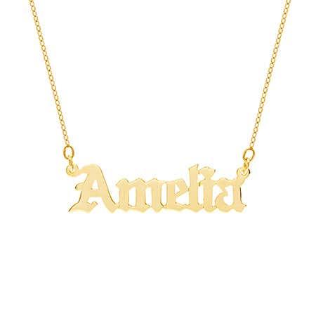 Solid Gold Old English Name Necklace