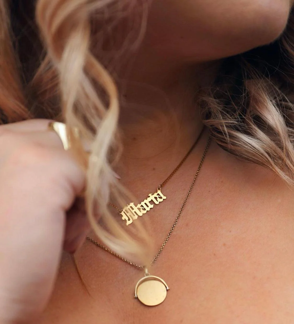 Solid Gold Old English Name Necklace - Image 5