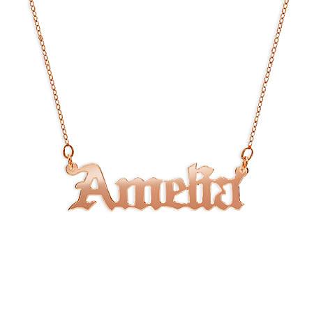 Solid Gold Old English Name Necklace - Image 7