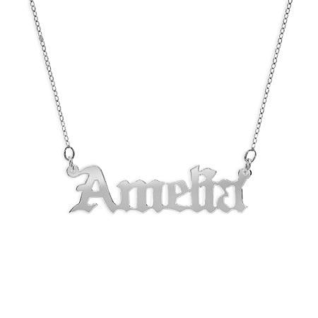 Solid Gold Old English Name Necklace - Image 8