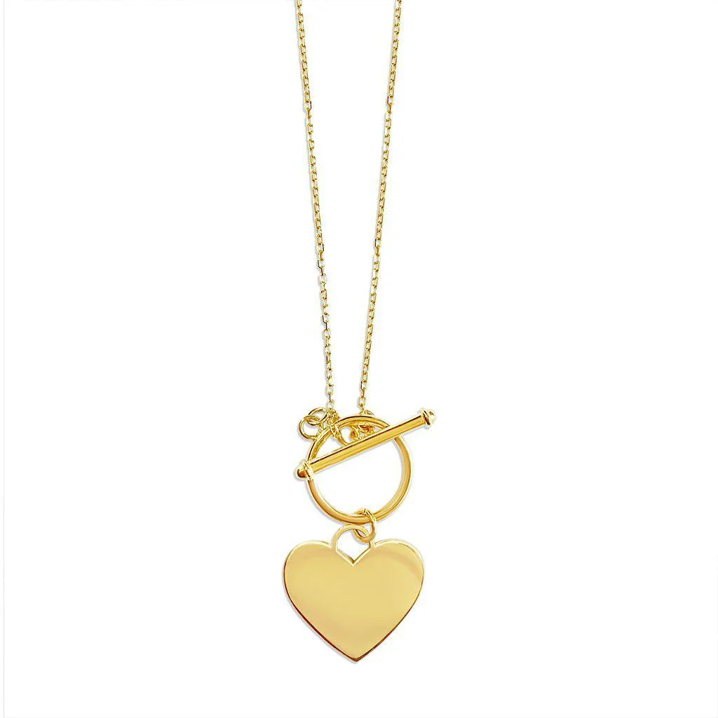 Solid Gold Ophelia Heart T Bar Necklace