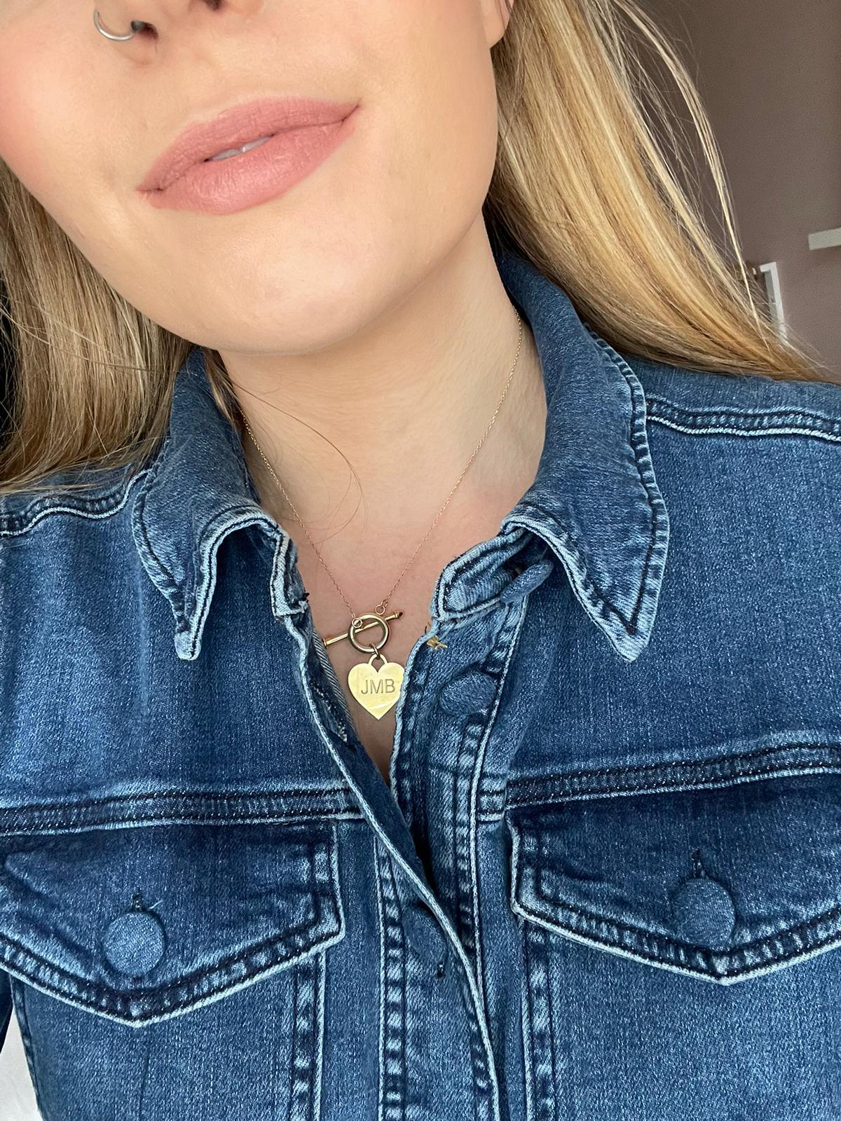 Solid Gold Ophelia Heart T Bar Necklace - Image 6