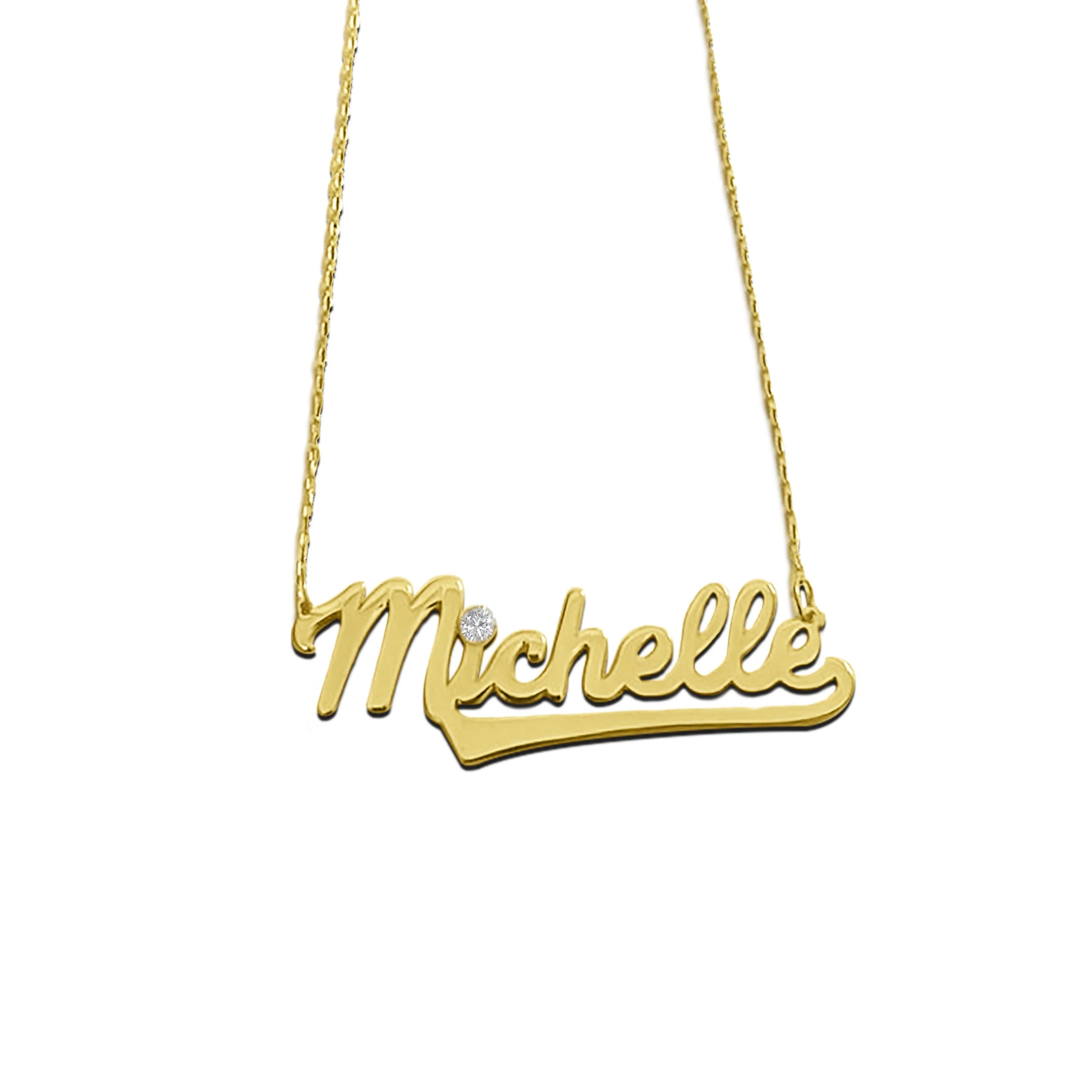 Solid Gold Retro Name Necklace - Image 2