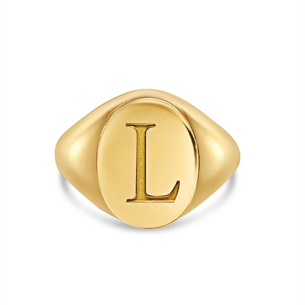 Solid Gold Signet Personalised Initial Ring - Image 19