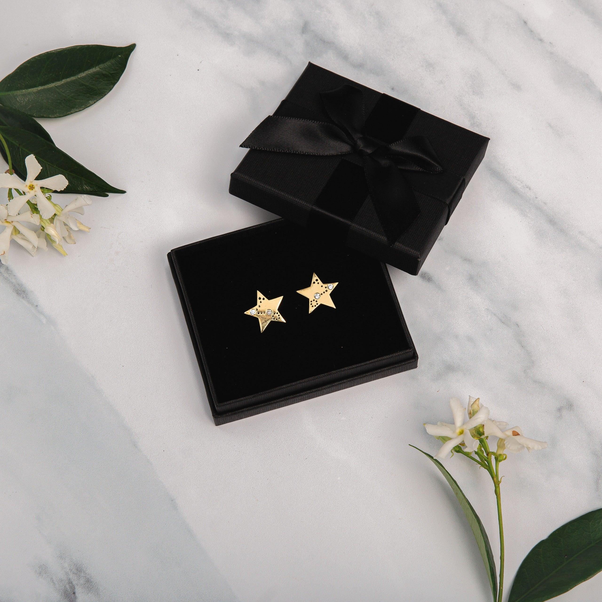 Solid Gold Star Constellation Stud Earrings - Image 7